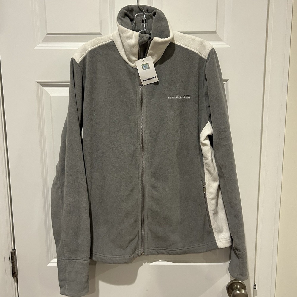 NWT Mercedes Benz AMG Fleece Jacket Women Size XL Gray Full Zip B66037382 FLAW